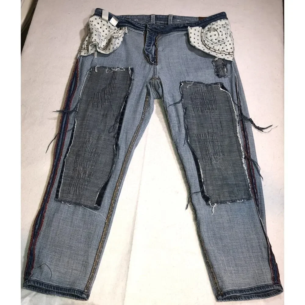 Lucky Brand Pants Reese Boyfriend Pants Distressed Thrashed Size 16W - Picture 5 of 9